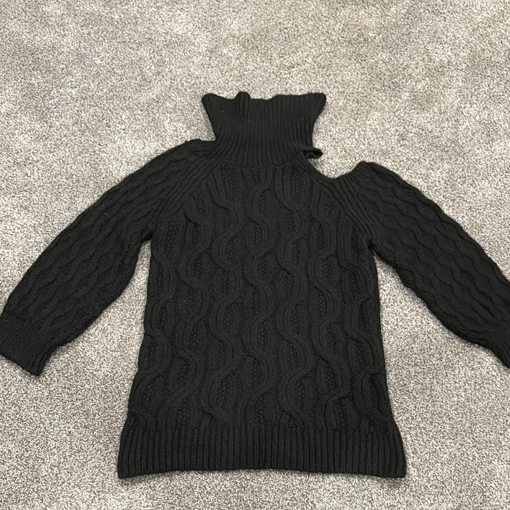 Pilcro Black Turtleneck Sweater with Cowl Neck